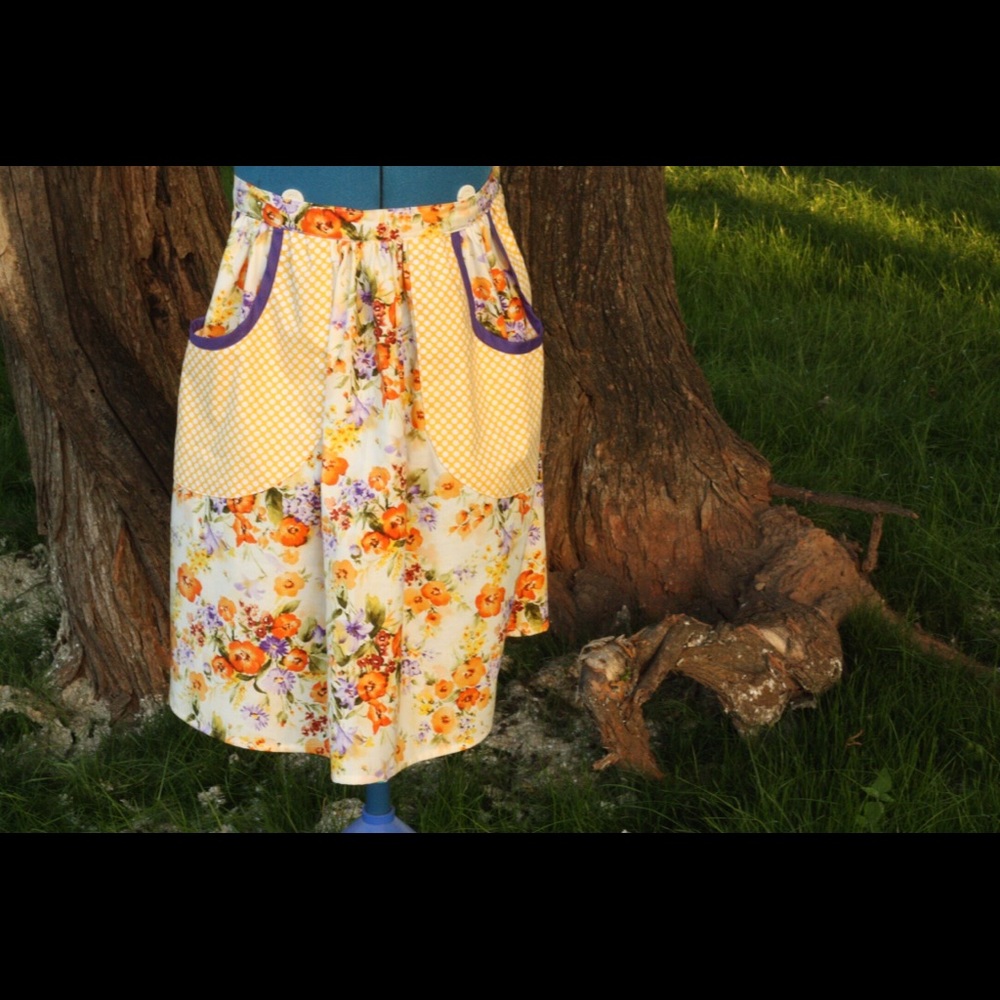 Yellow, Purple, and Orange Apron